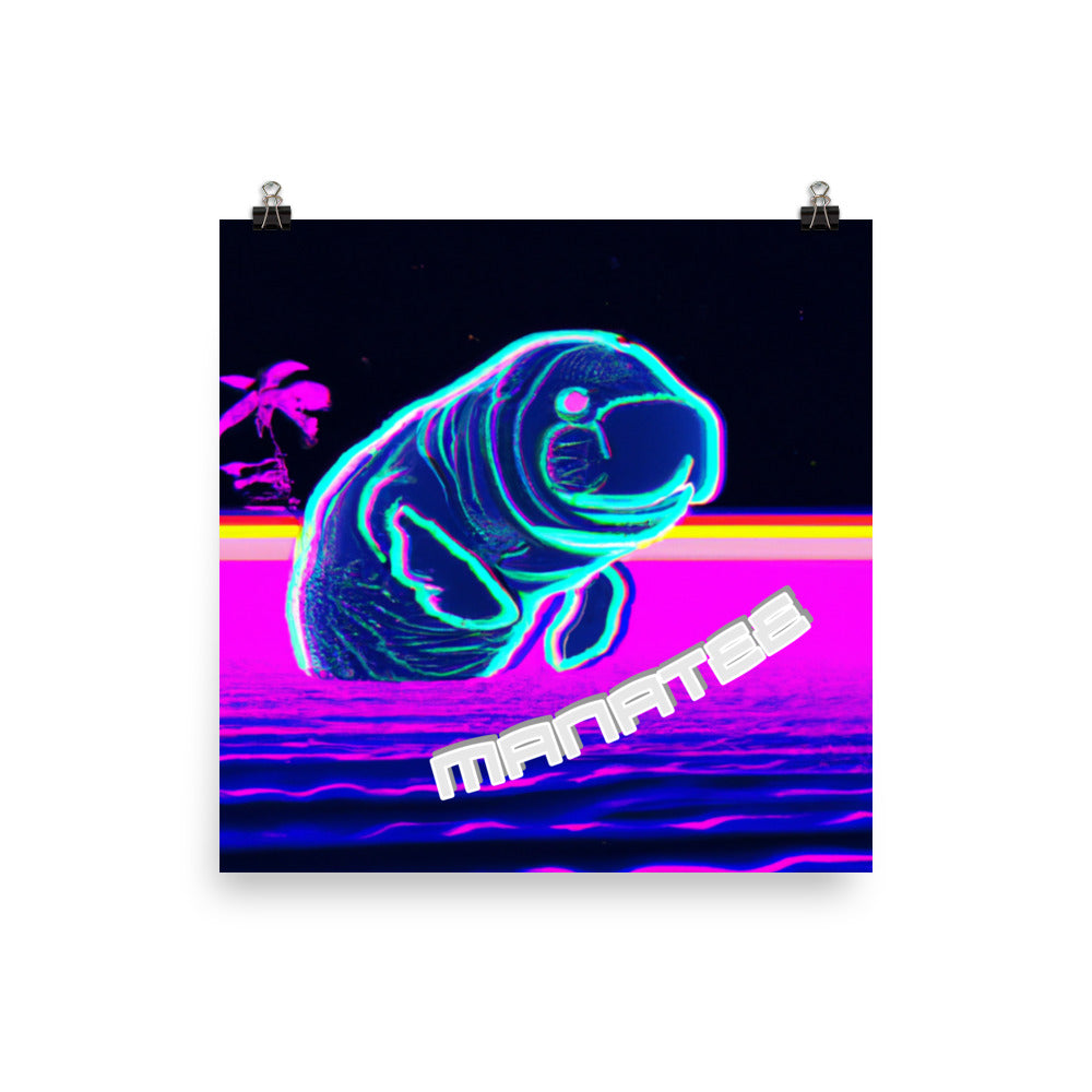Synthwave Manatee Poster